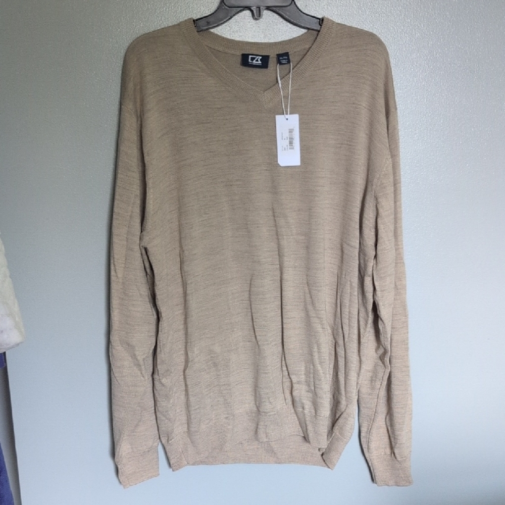 CLEARANCE!!! Cutter & Buck Douglas Mens V-neck Sand XL